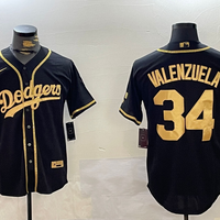 Men's Los Angeles Dodgers Fernando Valenzuela Black Game Player Jersey1