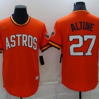 Men's Houston Astros Jose Altuve #27 Orange Cooperstown Collection Team Jersey1