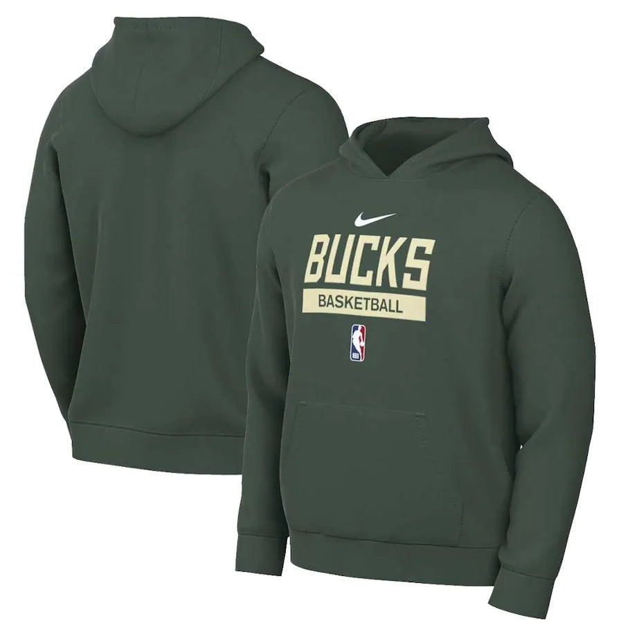 Men's Milwaukee Bucks Green 2022/23 Spotlight On-Court Practice Performance Pullover Hoodie