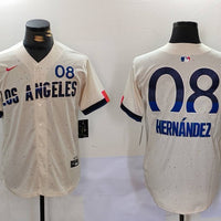Men's Los Angeles Dodgers Enrique Hernandez #8 Cream 2024 City Connect Player Jersey1