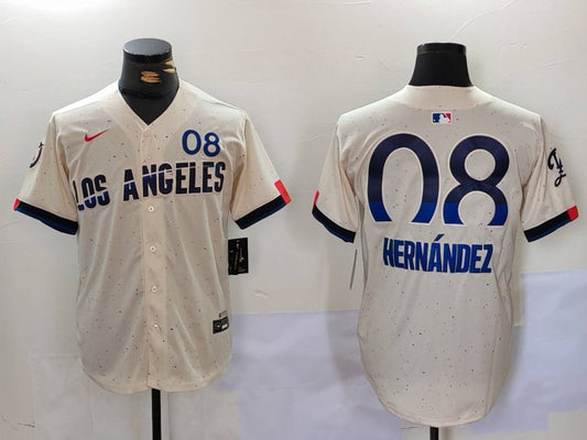 Men's Los Angeles Dodgers Enrique Hernandez #8 Cream 2024 City Connect Player Jersey1