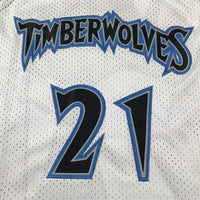 Men's Minnesota Timberwolves Kevin Garnett #21 White 1997/98 Hardwood Classics Swingman Jersey1