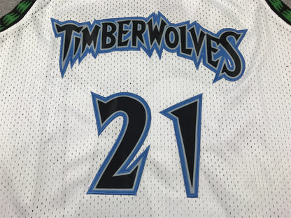 Men's Minnesota Timberwolves Kevin Garnett #21 White 1997/98 Hardwood Classics Swingman Jersey1