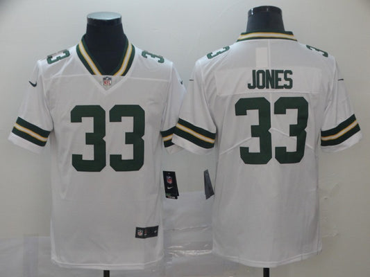 Men's Green Bay Packers Aaron Jones #33 White Player Game Jersey1