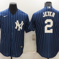Men's New York Yankees Derek Jeter #2 Blue Replica Baseball Jersey1