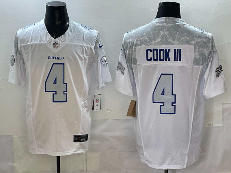 James Cook III #4 Buffalo Bills White 2025 Rivalries Collection Limited Jersey - JerseysFreak