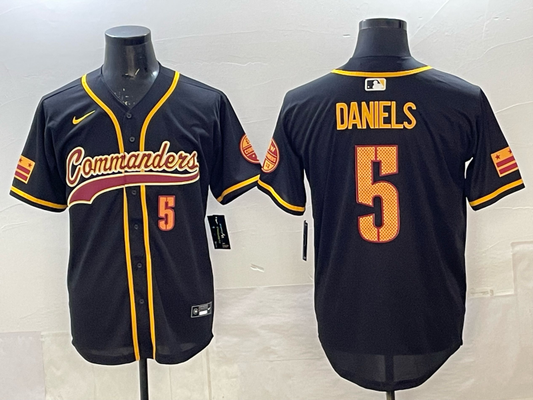 Men's Washington Commanders Jayden Daniels #5 Black Team Game Jersey