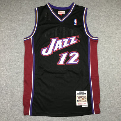 Men's Utah Jazz John Stockton Black 1998-99 Hardwood Classics Swingman Jersey1