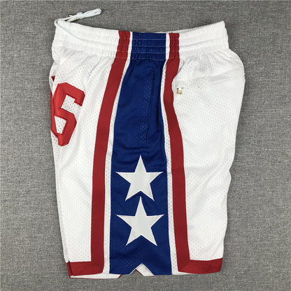Men's Brooklyn Nets White Basketball Shorts1 Retro