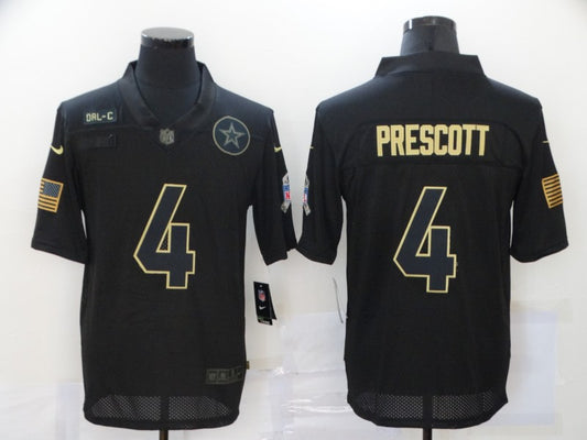 Men's Dallas Cowboys Dak Prescott Black 2020 Salute To Service Limited Jersey1