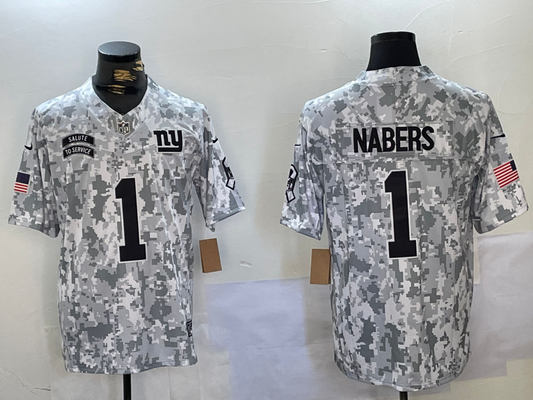 Men's New York Giants Malik Nabers #1 Arctic Camo 2024 Salute to Service Limited Jersey1