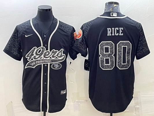 Men's San Francisco 49ers Jerry Rice #80 Black Retired Player RFLCTV Limited Jersey1 Joint Edition