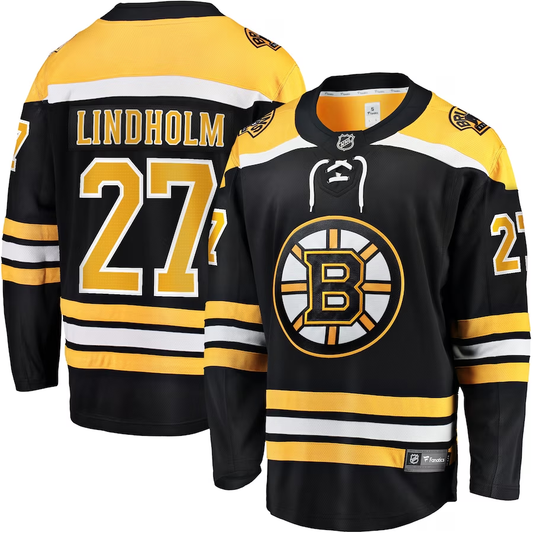 Men's Boston Bruins Hampus Lindholm #27 Black Replica Player Jersey1