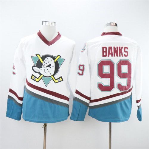 Men's Anaheim Ducks Adam Banks #99 White Breakaway Player Jersey1