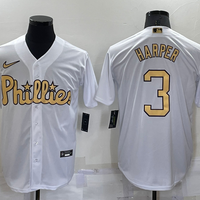 Men's Philadelphia Phillies Bryce Harper #3 White Replica Player Jersey1