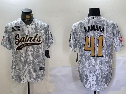 Men's New Orleans Saints Alvin Kamara #41 Arctic Camo 2024 Salute to Service Player Jersey1