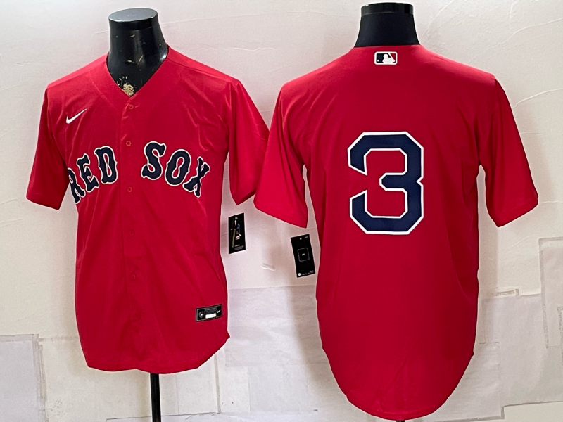Men's Boston Red Sox Babe Ruth #3 Red Replica Player Jersey