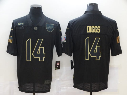 Men's Buffalo Bills Stefon Diggs #14 Black Game Player Jersey1