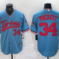 Men's Minnesota Twins Kirby Puckett #34 Blue Stitched Jersey1