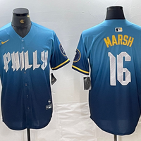 Men's Philadelphia Phillies Brandon Marsh #16 Blue 2024 City Connect Limited Player Jersey1