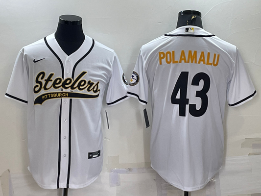 Men's Pittsburgh Steelers Troy Polamalu #43 White Player Jersey1