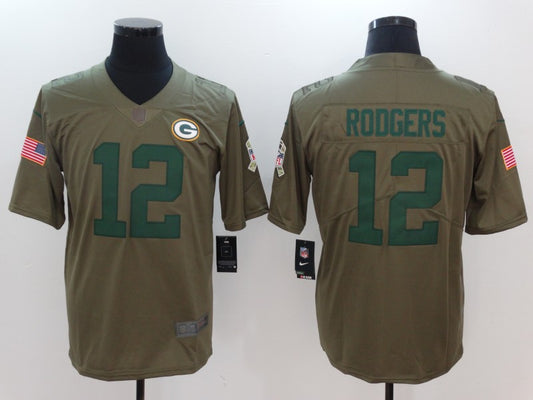Men's Green Bay Packers Aaron Rodgers #12 Brown Player Jersey1