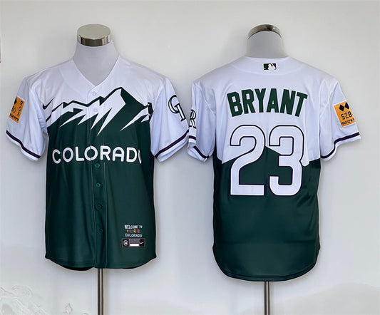 Men's Colorado Rockies Kris Bryant #23 Green City Connect Replica Player Jersey1
