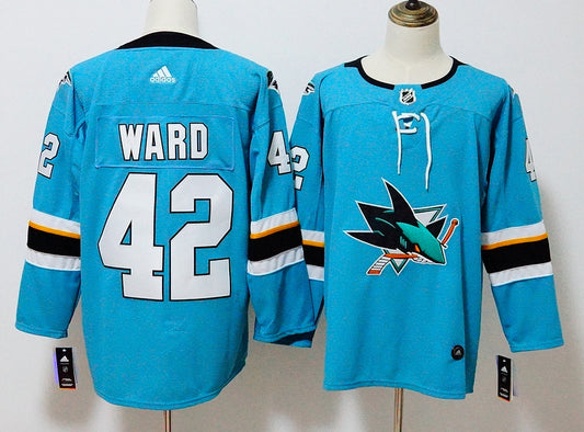 Men's San Jose Sharks Joel Ward #42 Blue Breakaway Player Jersey1