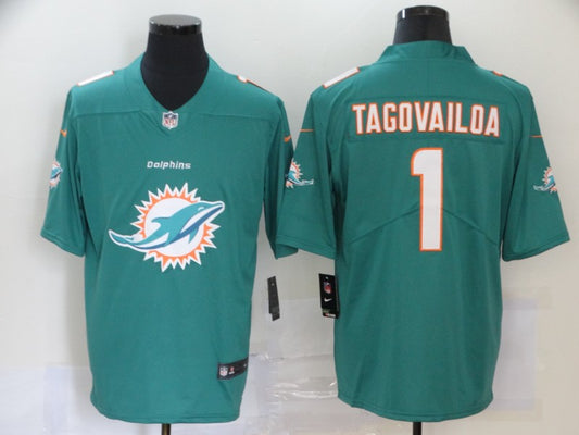 Men's Miami Dolphins Tua Tagovailoa #1 Green Game Player Jersey1