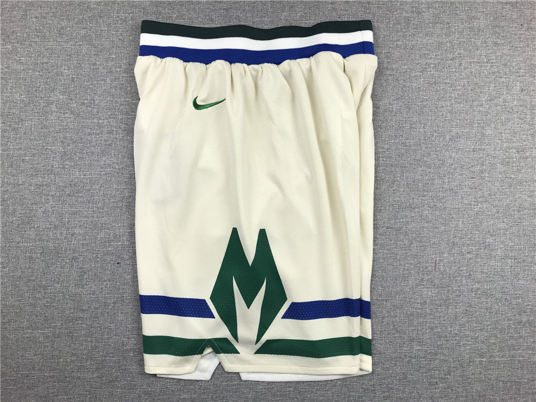 Men's Milwaukee Bucks White City Edition Basketball Shorts1