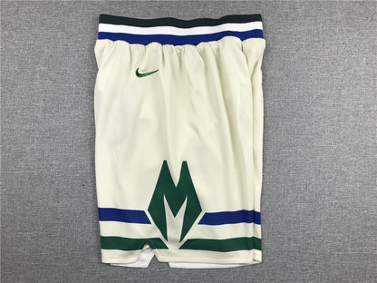 Men's Milwaukee Bucks White City Edition Basketball Shorts1