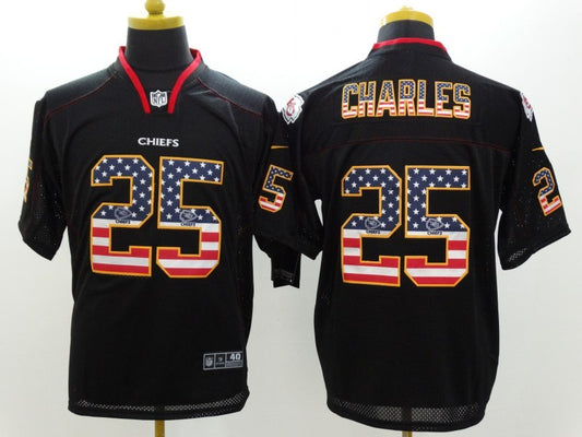 Men's Kansas City Chiefs Jamaal Charles #25 Black Game Jersey1
