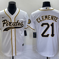 Men's Pittsburgh Pirates Roberto Clemente #21 White Replica Team Jersey1 Joint Edition