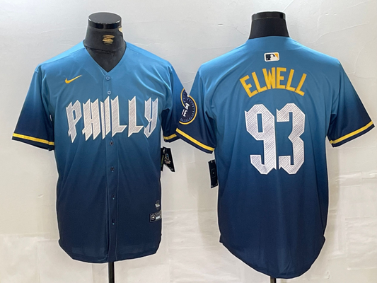 Men's Philadelphia Phillies Elwell #93 Blue 2024 City Connect Limited Player Jersey1