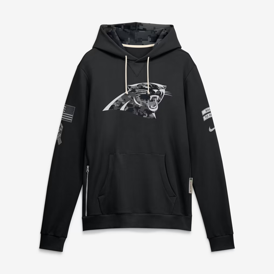 Men's Carolina Panthers Black 2026 Salute to Service Sideline Dri-FIT Pullover Hoodie