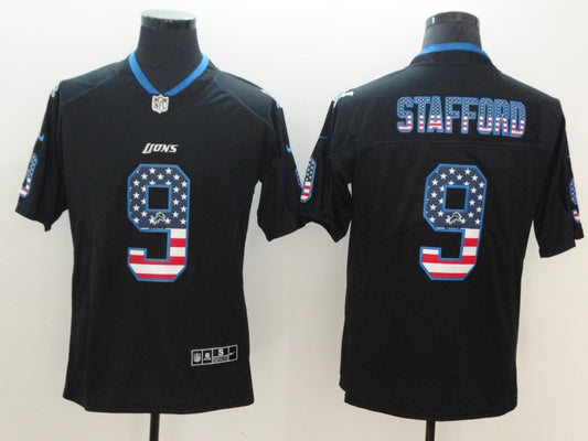 Men's Detroit Lions Matthew Stafford #9 Black Player Game Jersey1