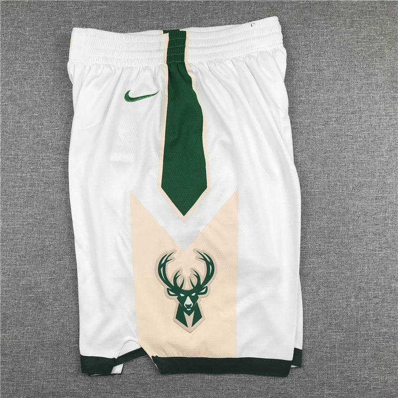 Men's Milwaukee Bucks White Basketball Shorts1