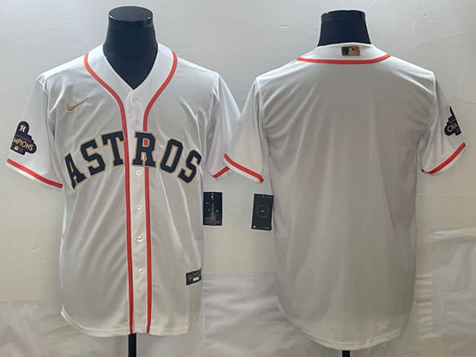 Men's Houston Astros White 2023 Gold Collection Replica Blank Jersey1
