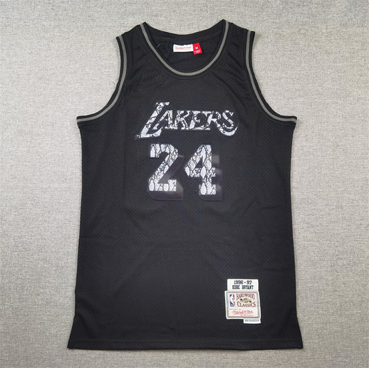 Men's Los Angeles Lakers Kobe Bryant #24 Black 1996/97 Hardwood Classics Swingman Jersey1