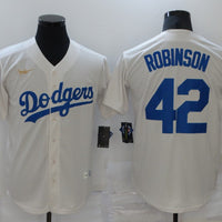 Men's Los Angeles Dodgers Jackie Robinson #42 Beige Replica Baseball Jersey1