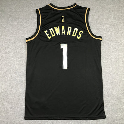 Men's Minnesota Timberwolves Anthony Edwards #1 Black Swingman Jersey1