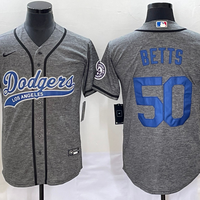 Men's Los Angeles Dodgers Mookie Betts #50 Gray Game Jersey1 Joint Edition