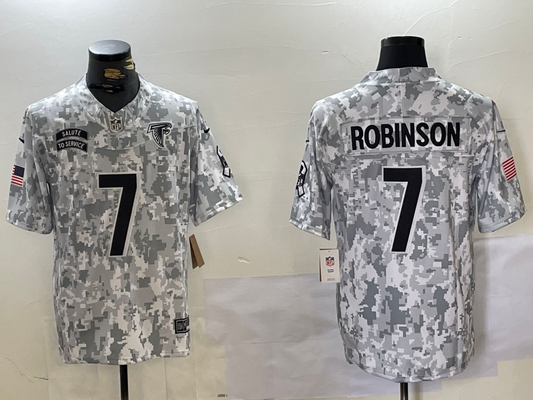 Men's Atlanta Falcons Bijan Robinson #7 Arctic Camo 2024 Salute to Service Limited Jersey1