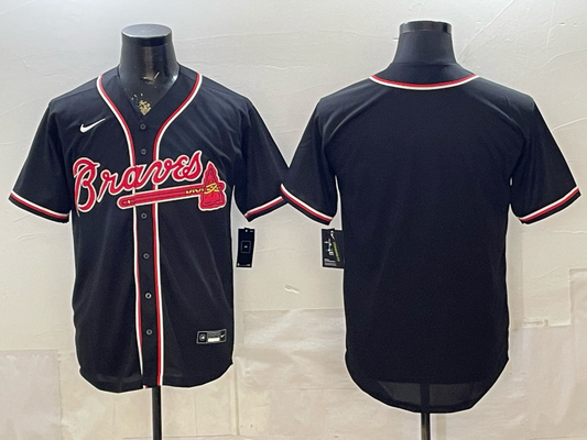 Men's Atlanta Braves Fashion Replica Black Out Jersey