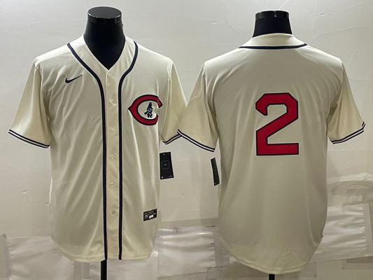 Men's Chicago Cubs Nico Hoerner #2 Cream Player Name Jersey1