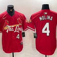 Men's St. Louis Cardinals Yadier Molina #4 Red 2024 City Connect Limited Player Jersey1