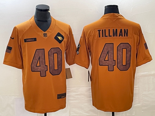 Men's Arizona Cardinals Pat Tillman #40 Brown 2023 Salute To Service Retired Player Limited Jersey1