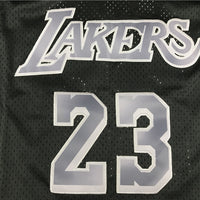 Men's Los Angeles Lakers LeBron James Black Hardwood Classics Swingman Jersey1