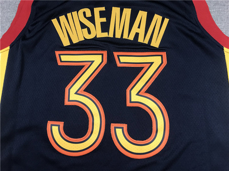 Men's Golden State Warriors James Wiseman #33 Navy Hardwood Classics Jersey1