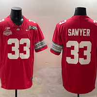 Men's Ohio State Buckeyes Jack Sawyer #33 Red 2025 CFP Final National Champions Patch F.U.S.E. Jersey